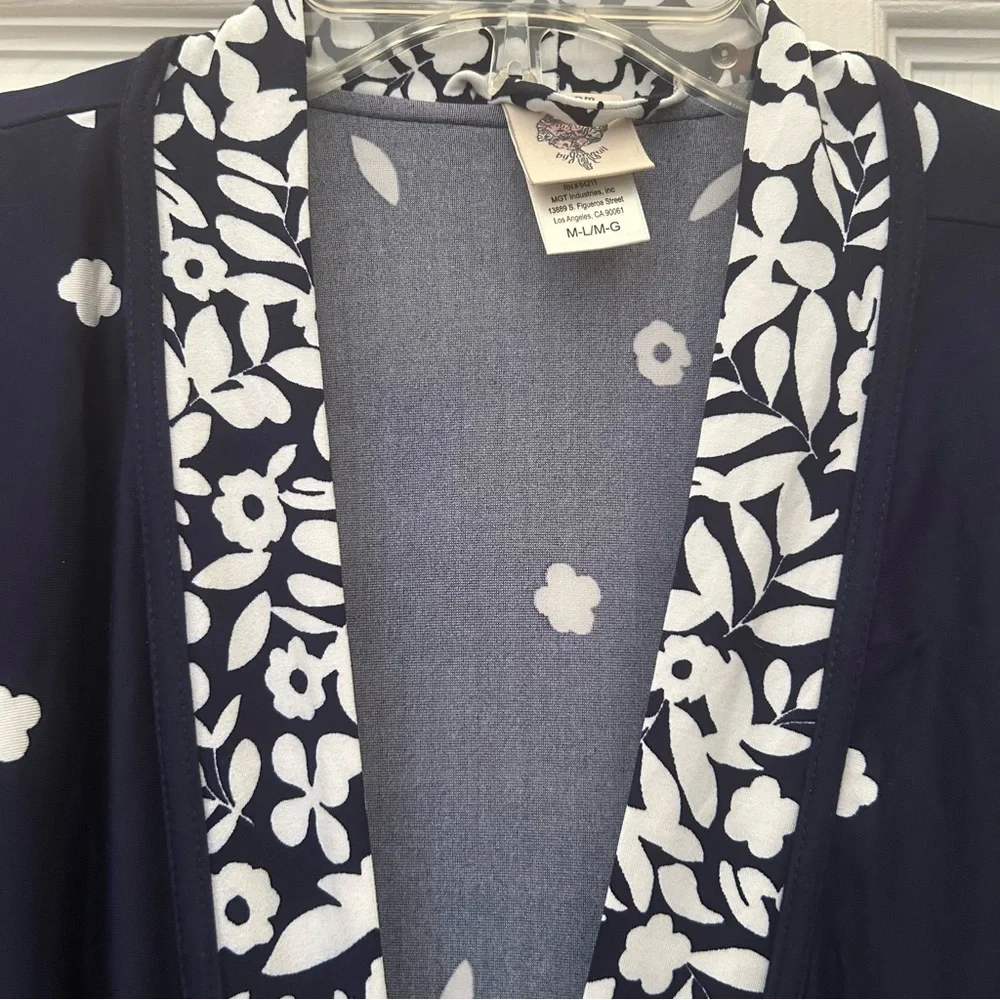 In Bloom by Jonquil Navy Blue Floral Kimono Robe - 3 Available! - Picture 3 of 13